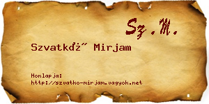 Szvatkó Mirjam névjegykártya