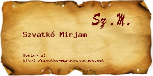 Szvatkó Mirjam névjegykártya